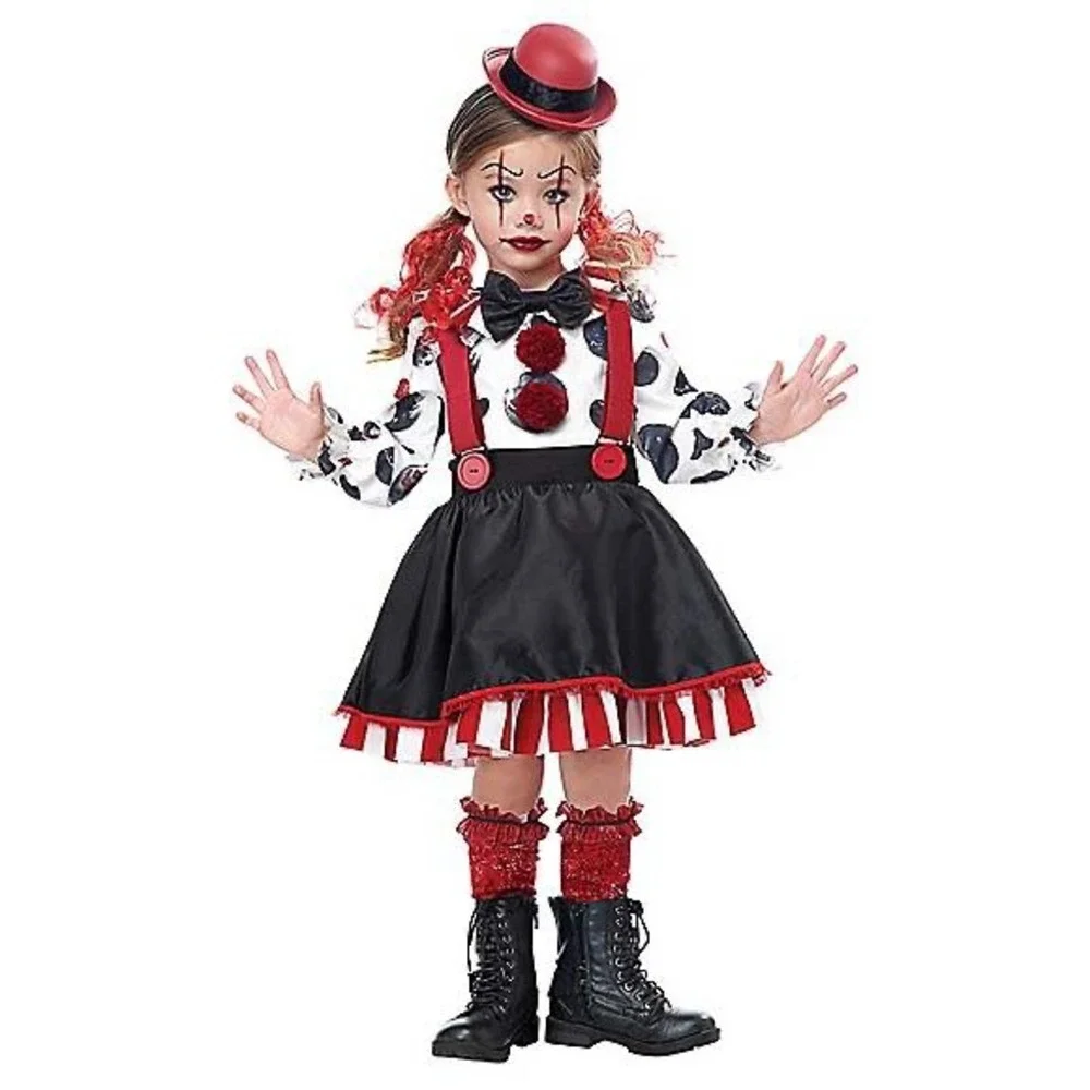 Spirit‎ Halloween Kreepy Klown Toddler Costume Sz 5T 6T Shirt Skirt Hat Socks